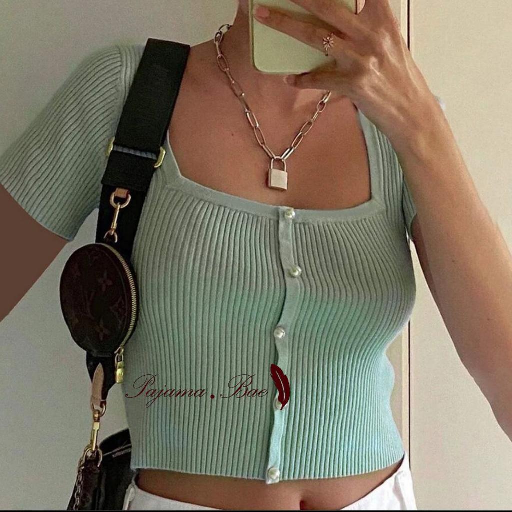 pastel pearl croptop GREEN Main Image